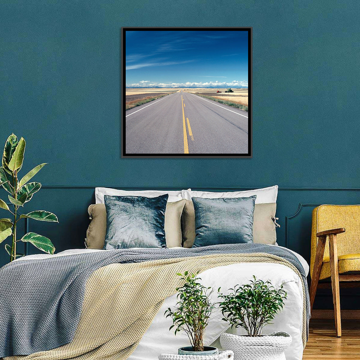Infinite Road, Montana Wall Art in a room, square