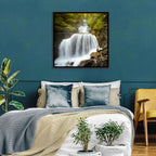 White Cascade Over Mossy Rocks Wall Art