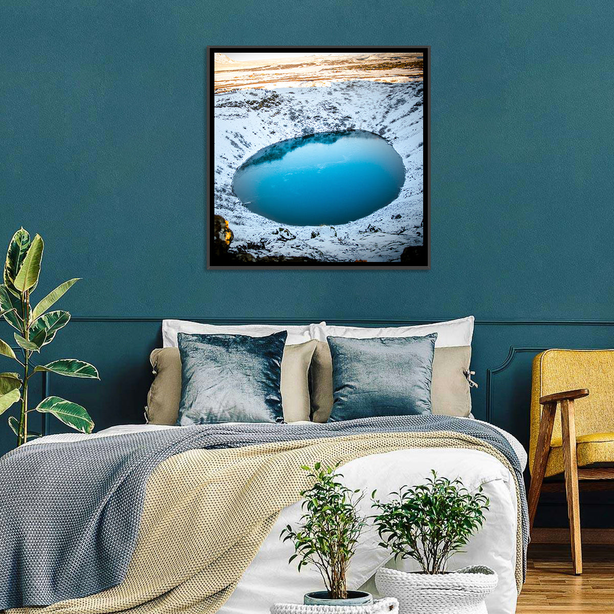 Kerid Crater Lake Wall Art in a room, square