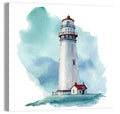 Red Roof Lighthouse Watercolor Wall Art
