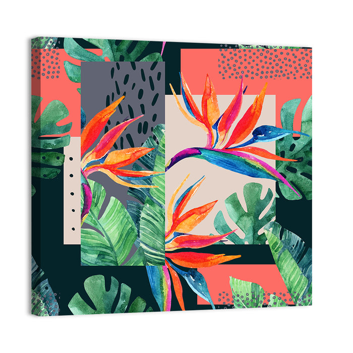 Tropical Leaves Collage Wall Art as a canvas print