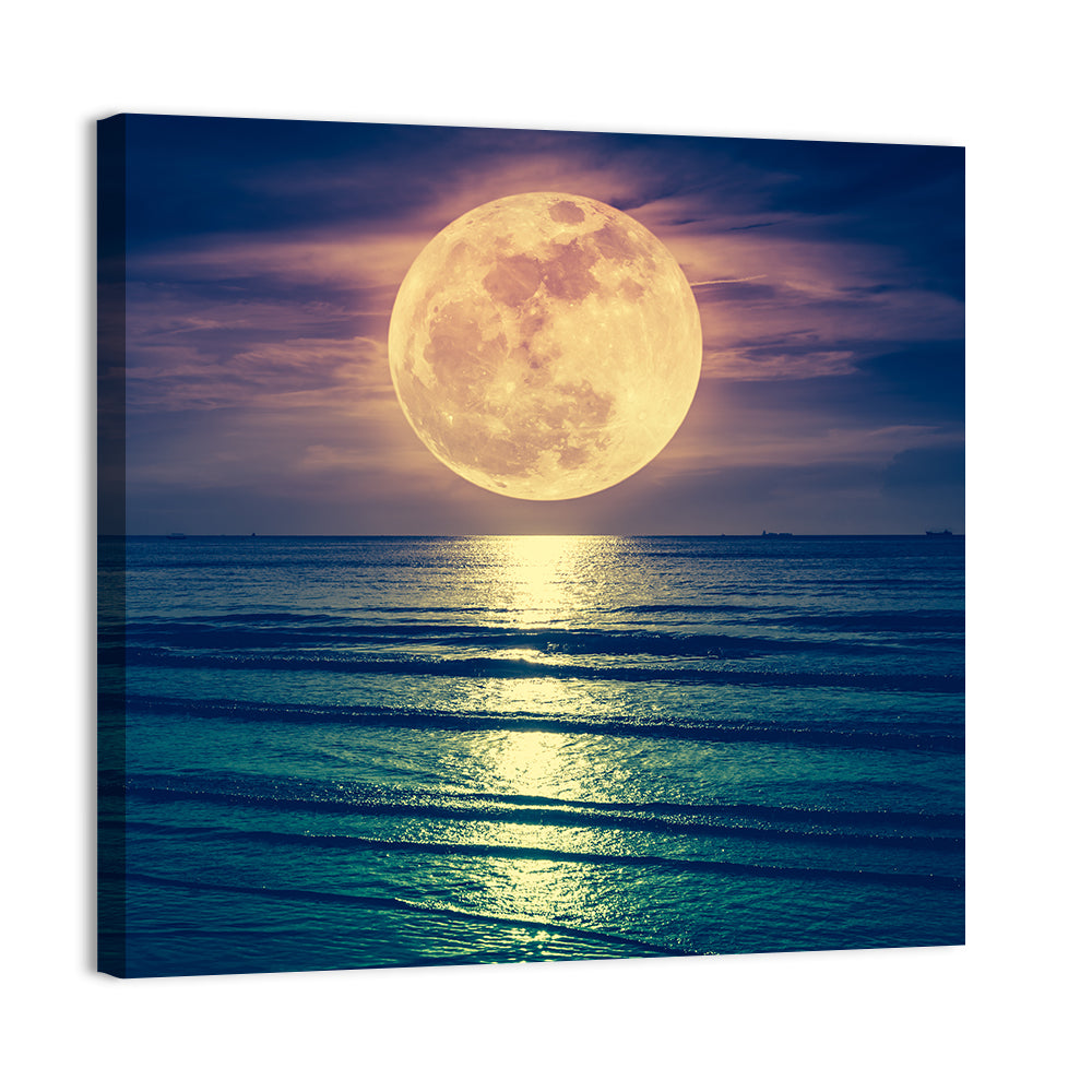Supermoon Over Calm Sea Wall Art