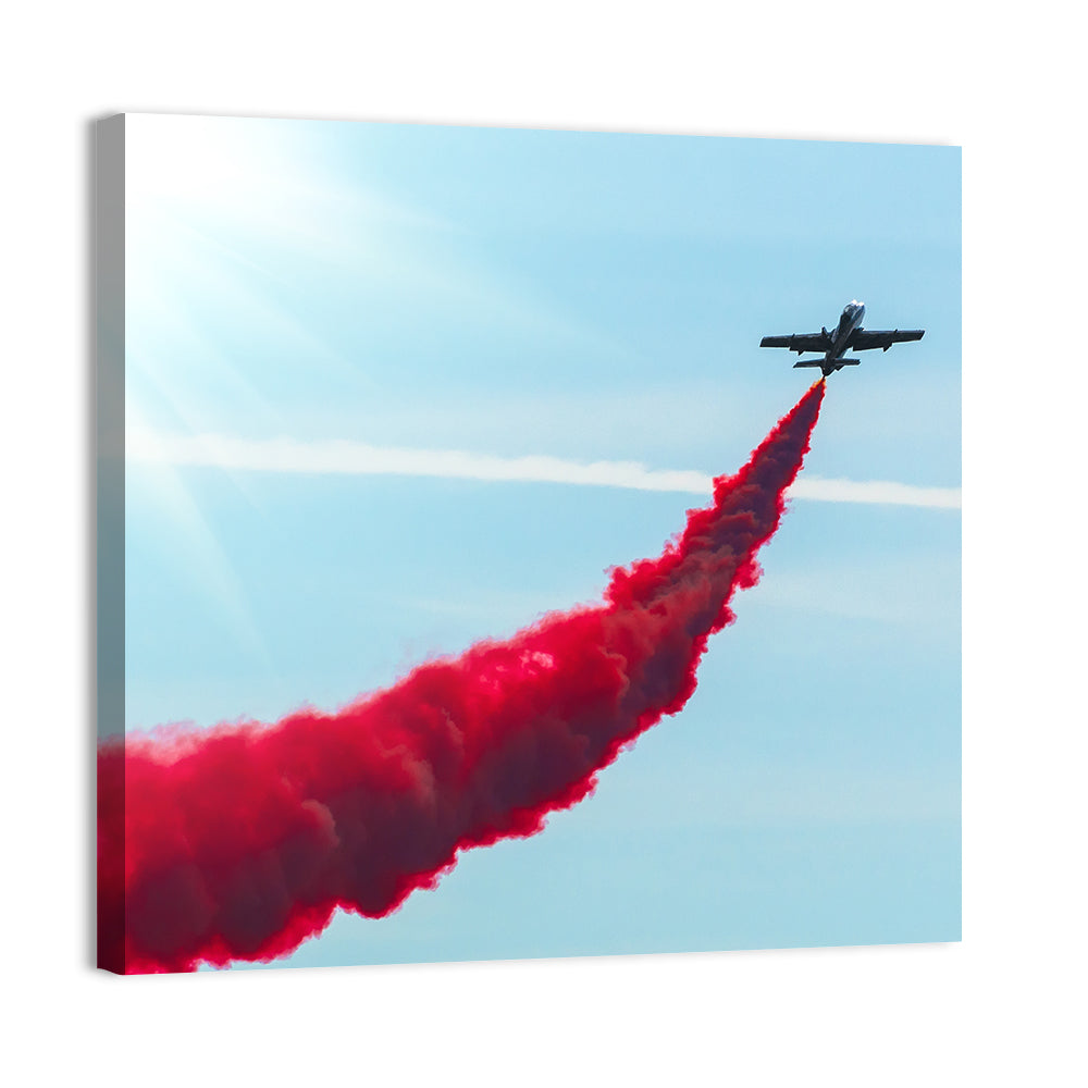 Jet with Red Smoke Trail Wall Art