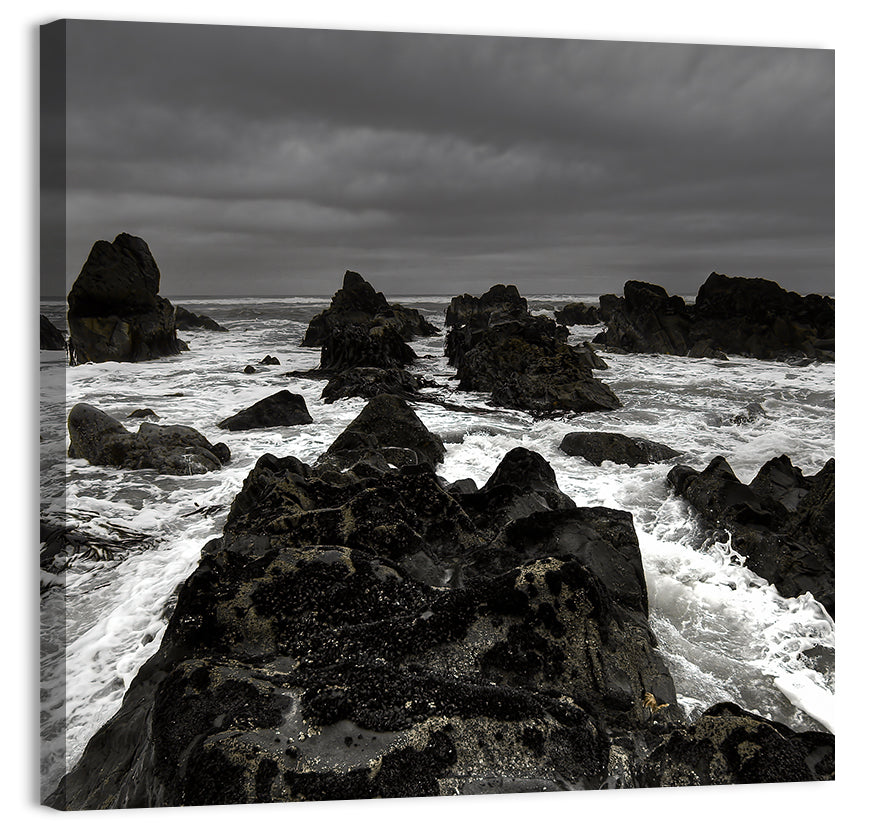 Rocky Beach Waves Wall Art