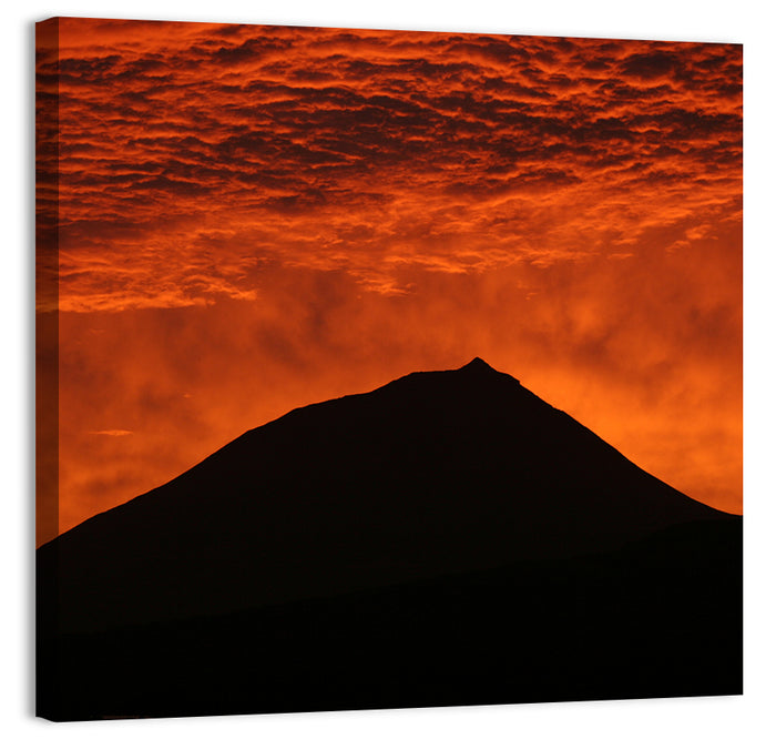 Pico Island Volcano Silhouette at Sunset Wall Art as a canvas print