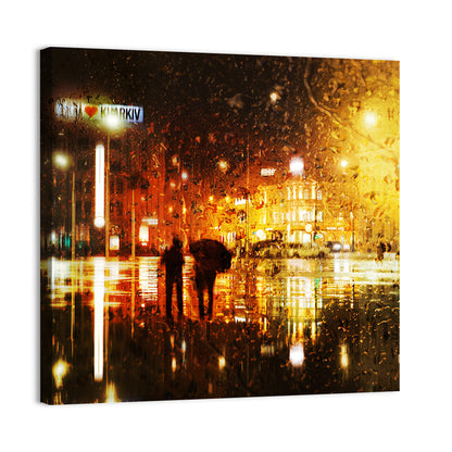 Couple in Rain Abstract Wall Art