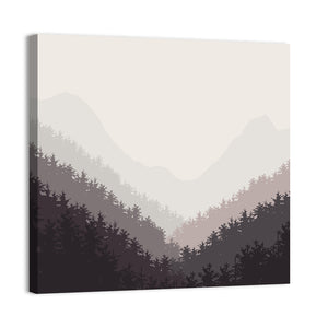 Foggy Forest Illustration Wall Art