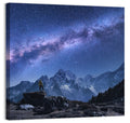 Milky Way Over Snow Capped Peaks Wall Art