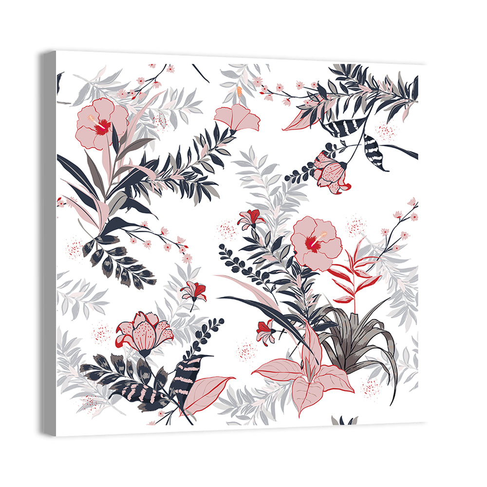 Tropical Hibiscus Pattern Wall Art