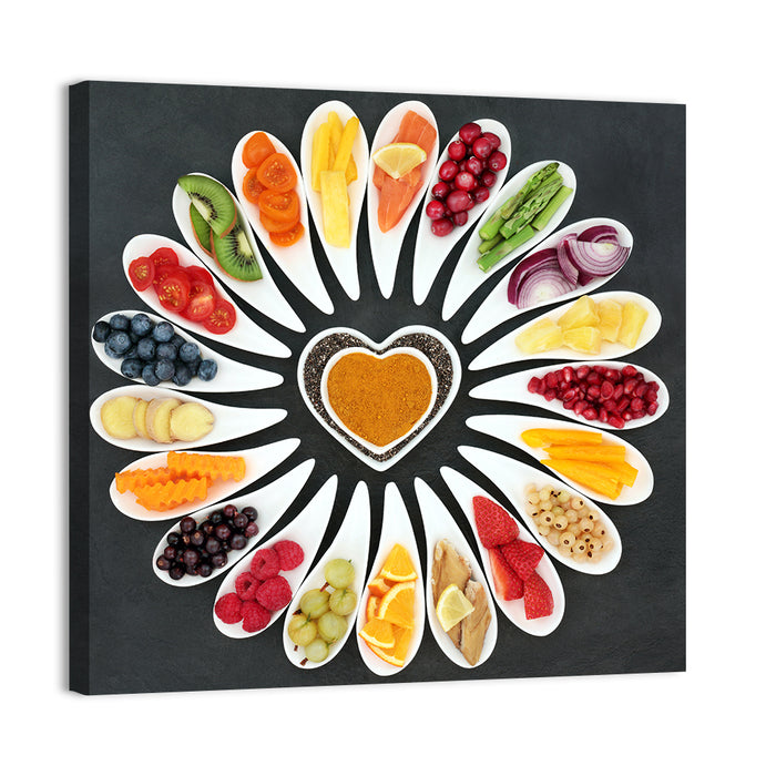 Heart-shaped Superfood Arrangement Wall Art as a canvas print