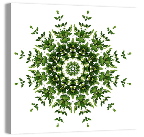 Botanical Green Leaf Mandala Wall Art