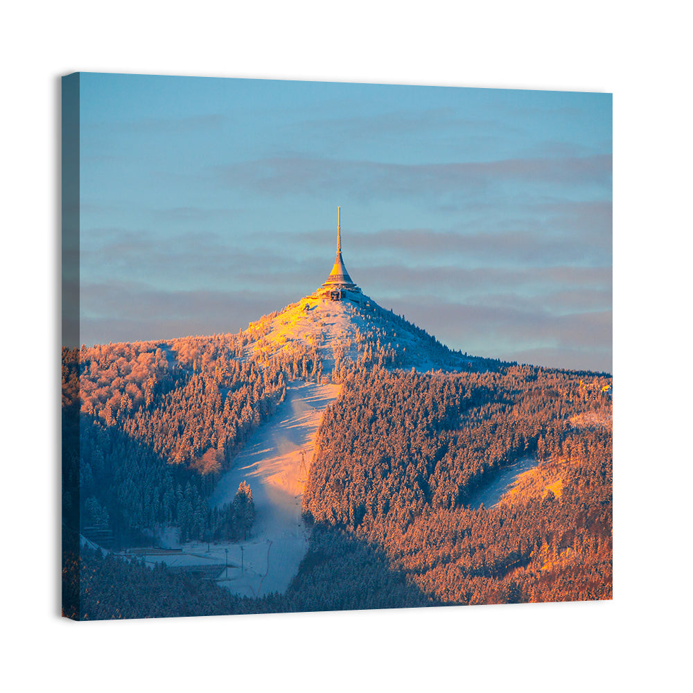 Ještěd Summit at Golden Hour Wall Art