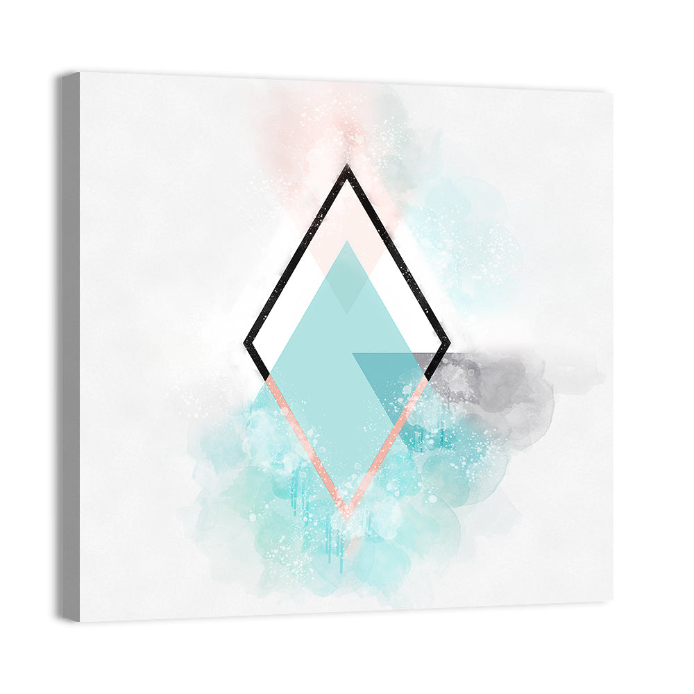 Teal Diamond Minimalist Geometry Wall Art