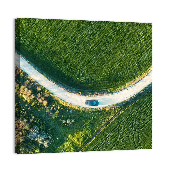 Aerial Farm Fields at Golden Hour Wall Art as a canvas print