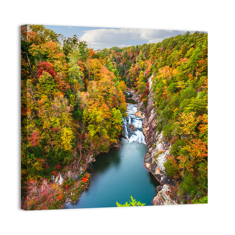 Tallulah Gorge Waterfall Wall Art, canvas print, square