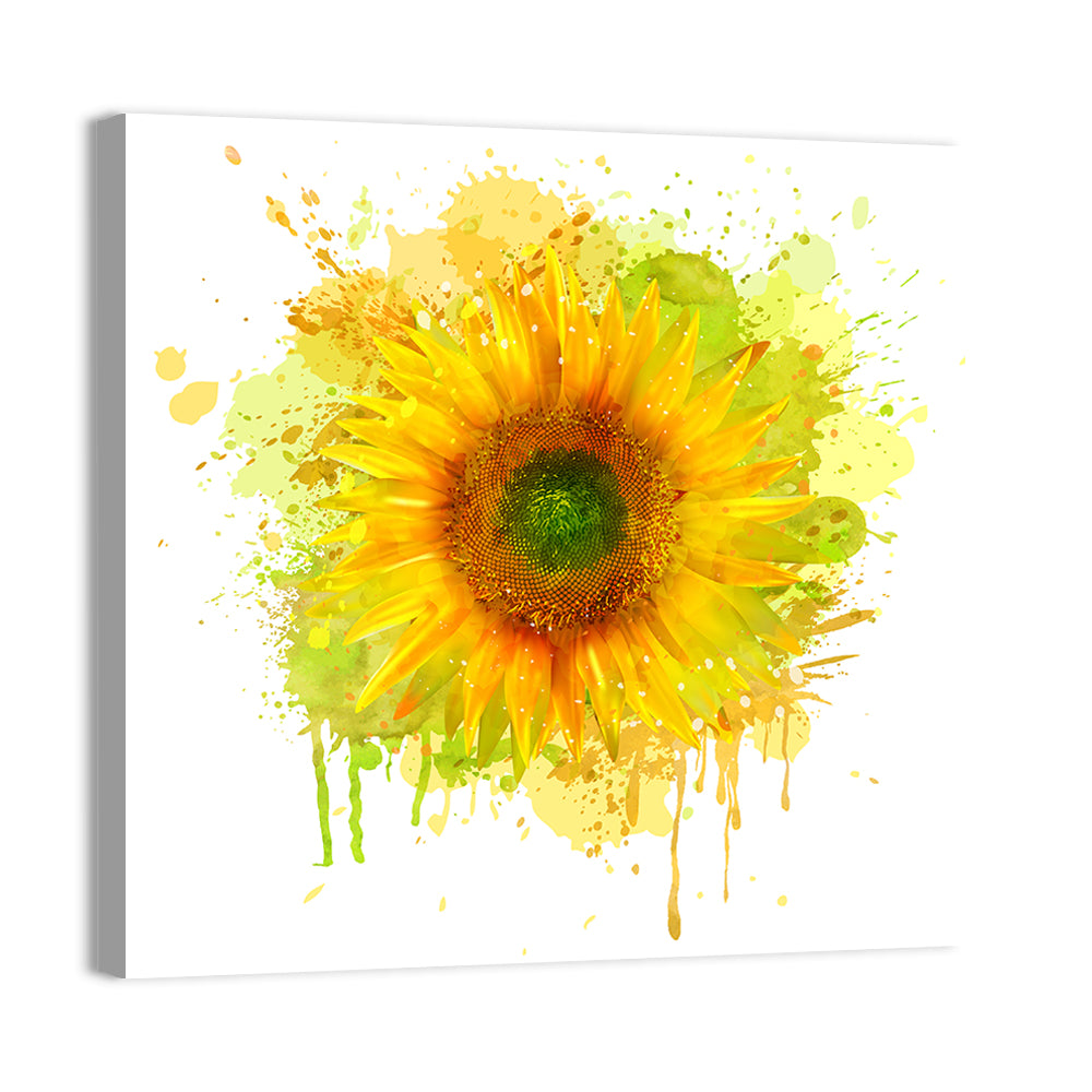 Watercolor Sunflower Wall Art, canvas print, square