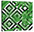 Tropical Geometric Leaves Pattern Wall Art