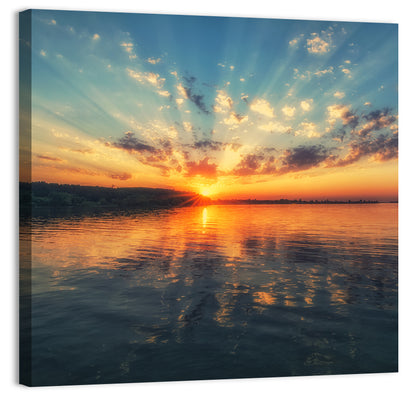 Sunset Over River Wall Art