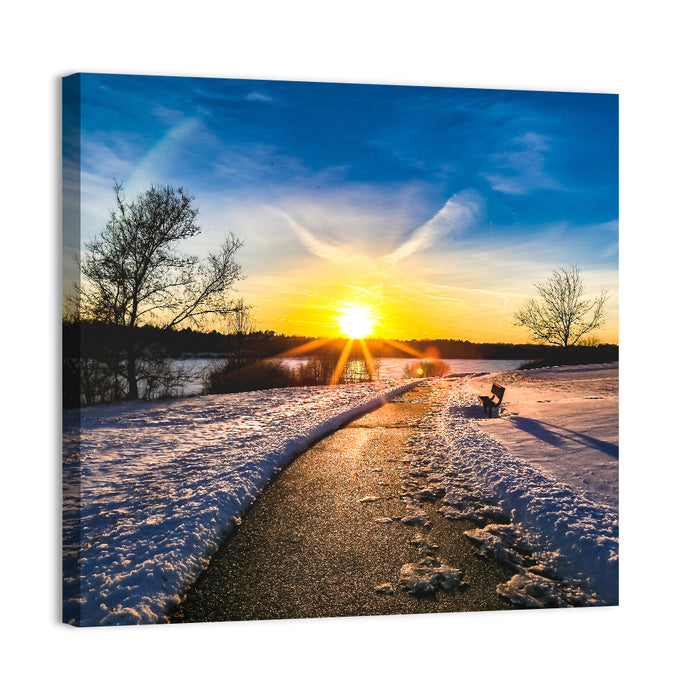 Lake Zorinsky Winter Sunrise Wall Art as a canvas print