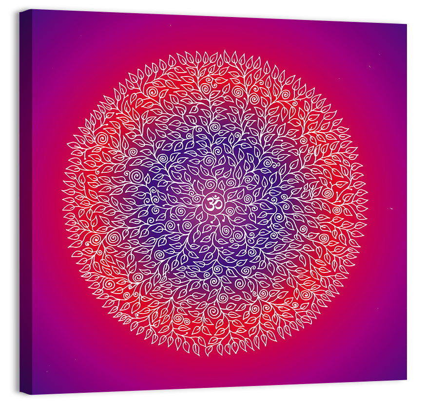 Botanical Om Mandala Wall Art, canvas print, square
