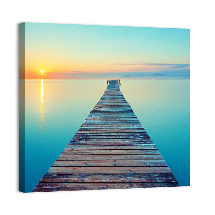 Wooden Footbridge at Sunset Wall Art as a canvas print
