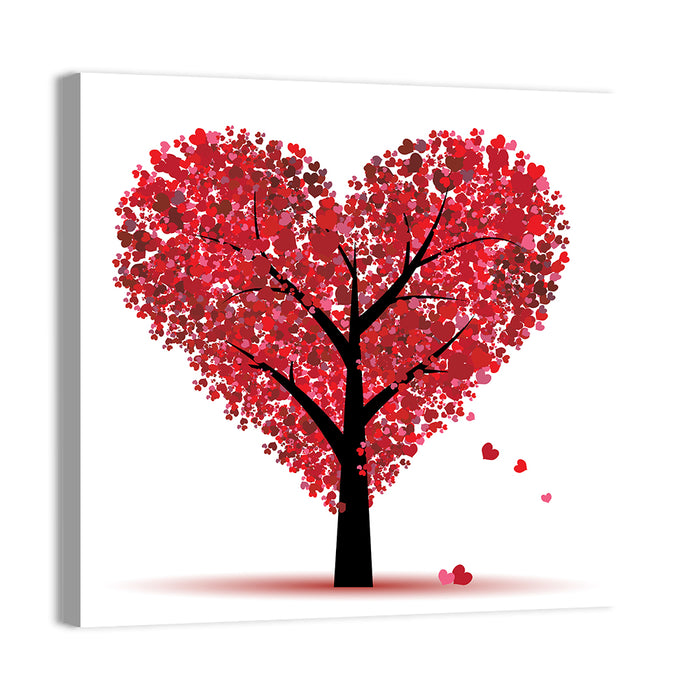 Heart-shaped Tree Illustration Wall Art as a canvas print