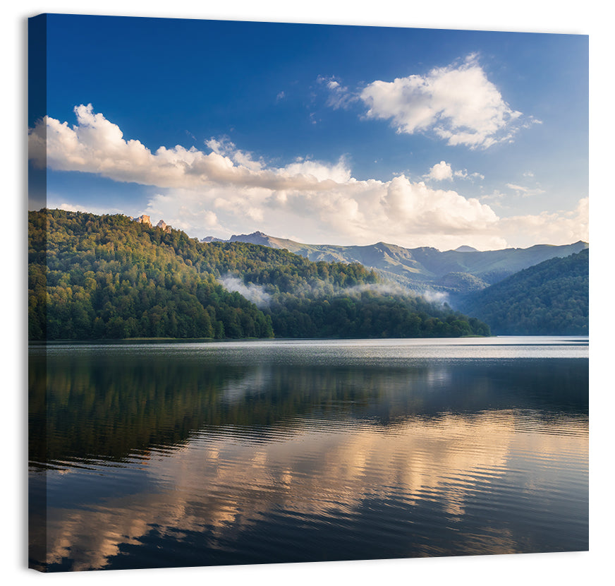 Golden Mist Mountain Lake Wall Art