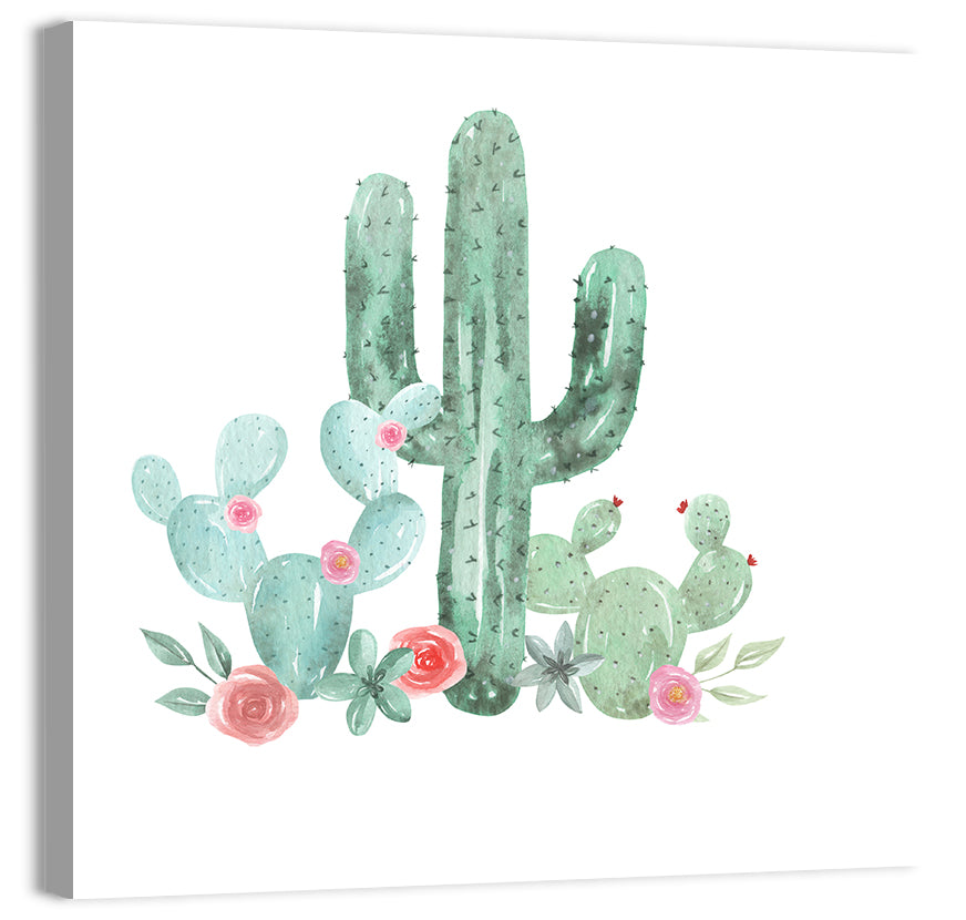Watercolor Cactus Bouquet Wall Art