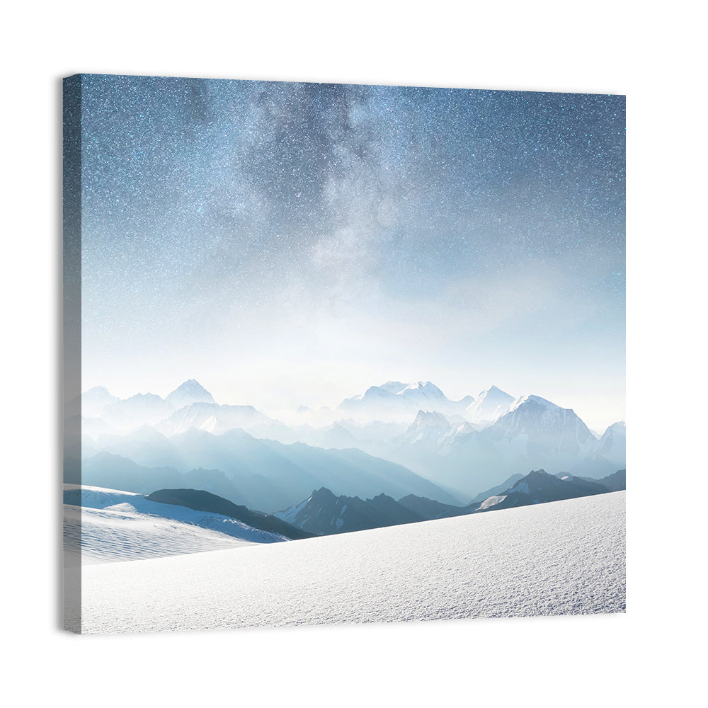Starry Milky Way Over Snowy Peaks Wall Art