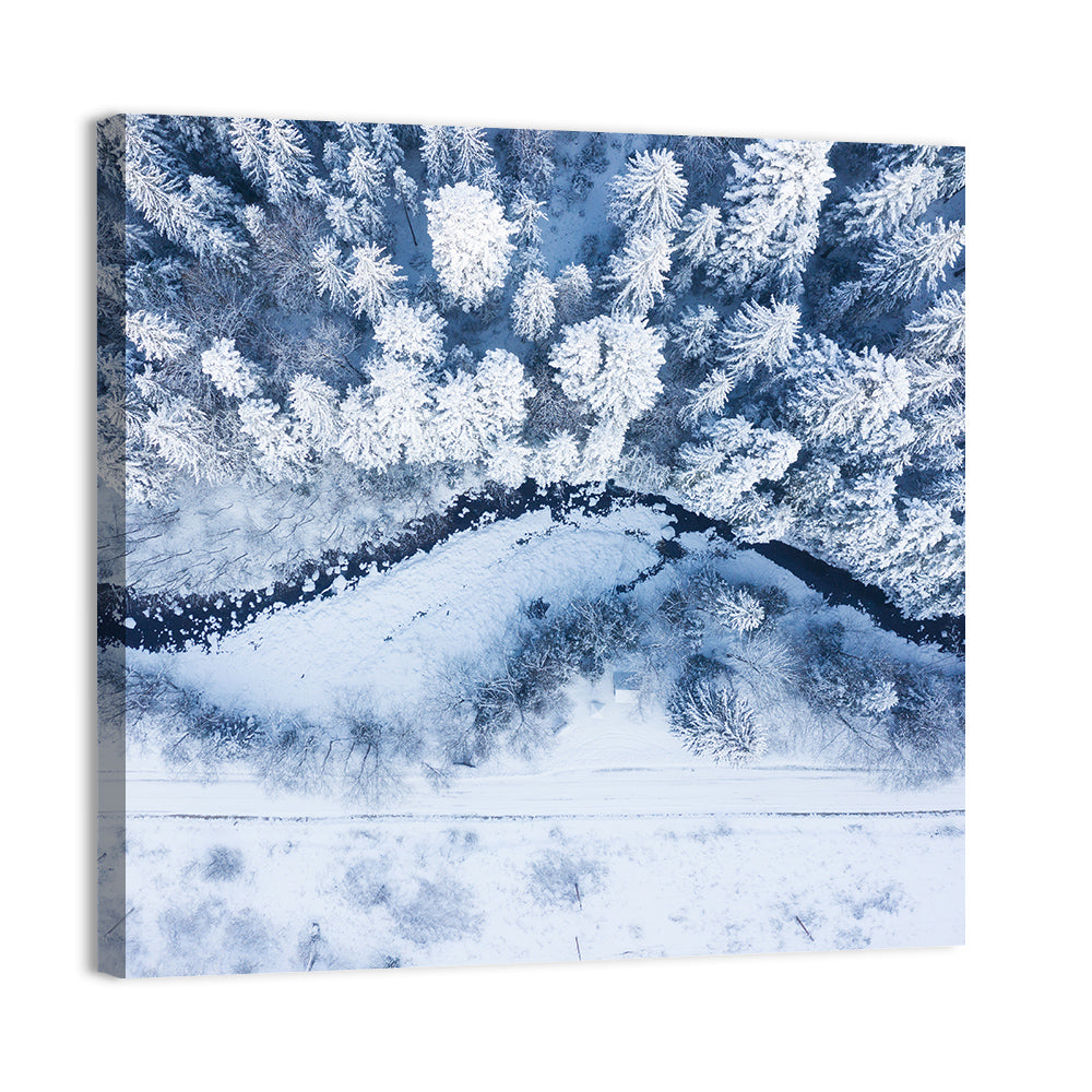 Snowy Forest Stream Wall Art