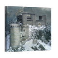 Snowy Medieval Castle Illustration Wall Art