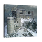 Snowy Medieval Castle Illustration Wall Art