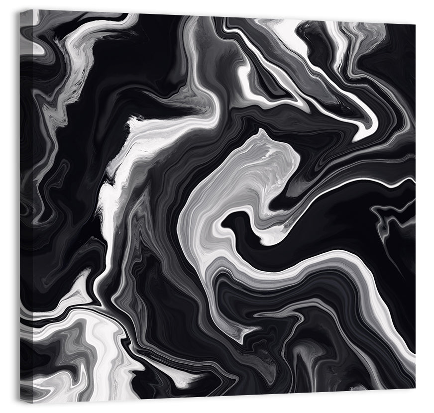 Flowing Black Marble Abstract Wall Art