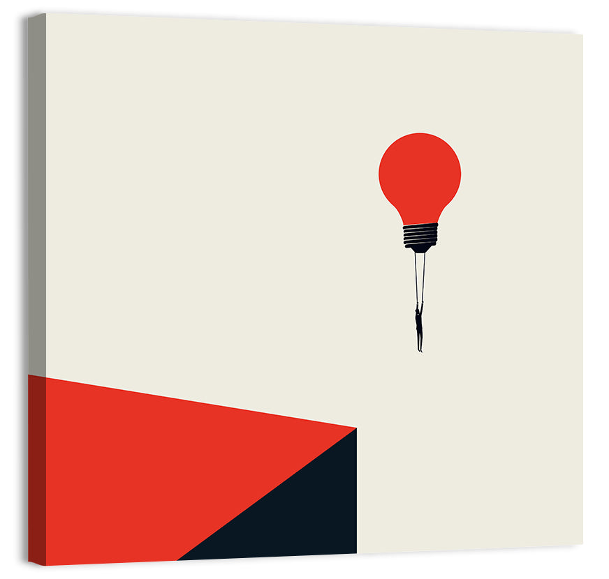 Hanging from a Lightbulb Wall Art, canvas print, square