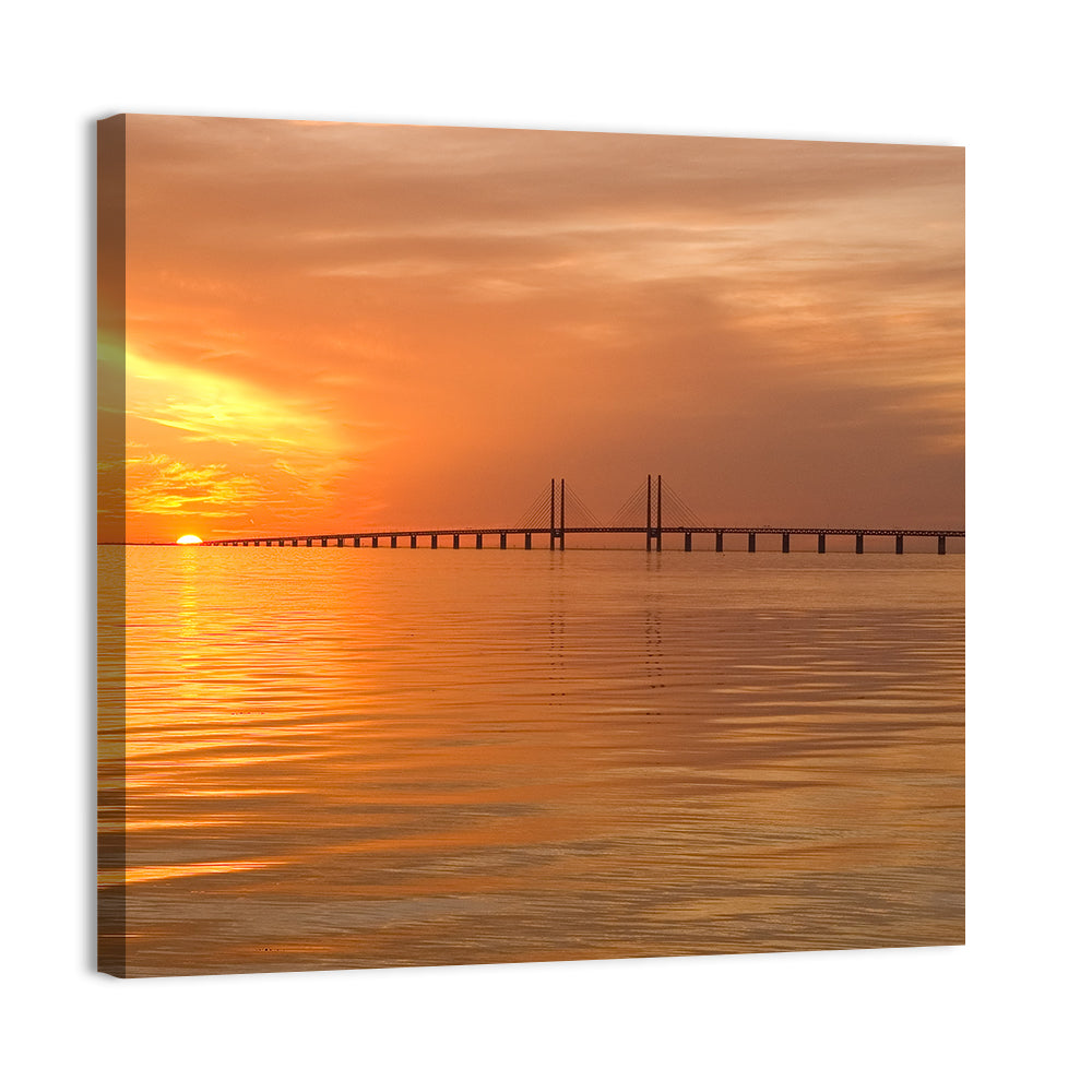 Øresund Bridge in Golden Light Wall Art
