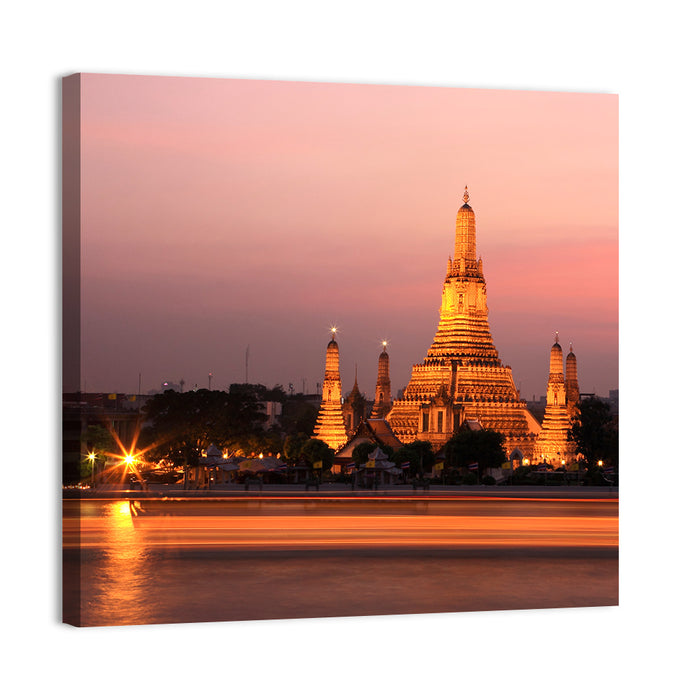 Wat Arun at Dusk Wall Art as a canvas print
