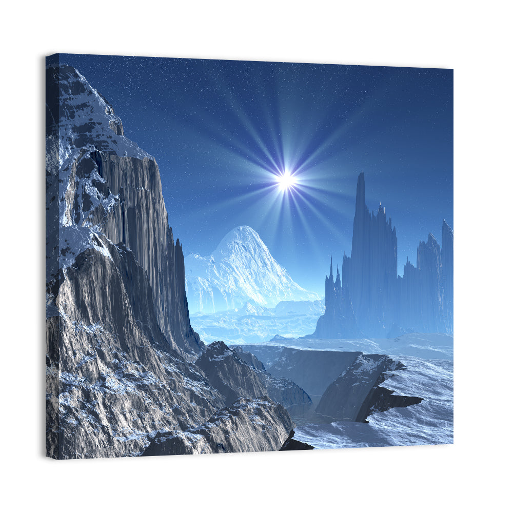 Nightfall on Frozen Alien World Wall Art