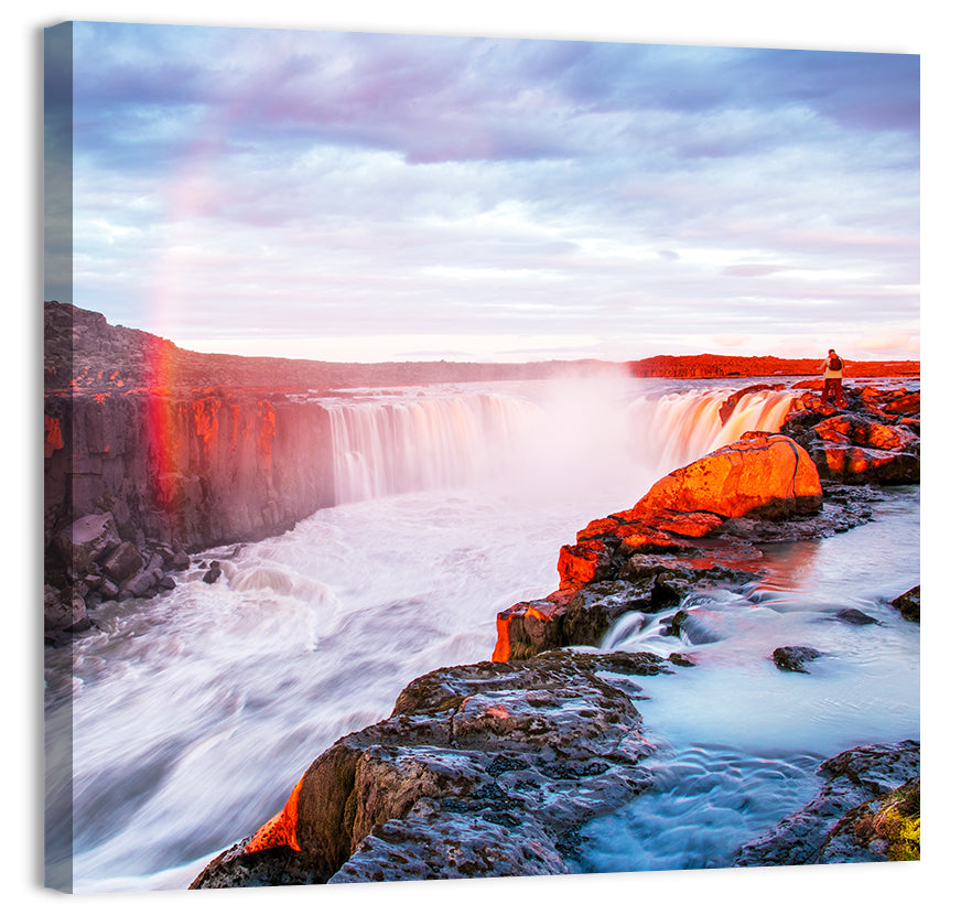 Golden Hour Selfoss Falls Rainbow Wall Art
