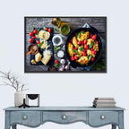 Pesto Baked Chicken Flat Lay Wall Art
