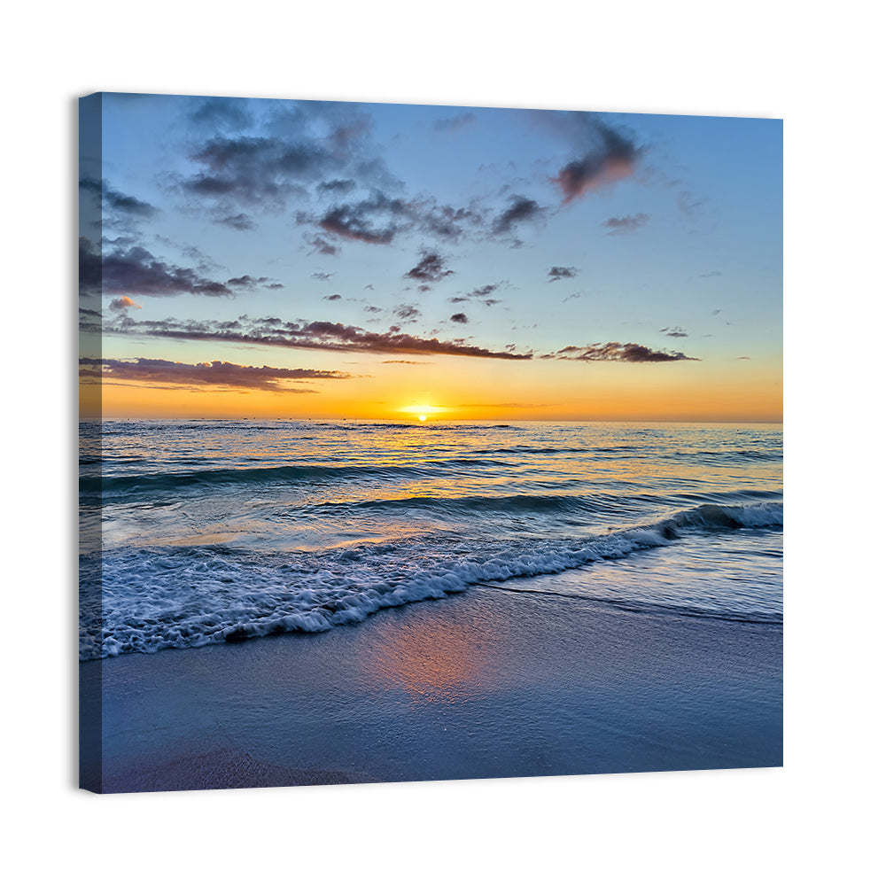 Foamy Waves at Golden Sunset Wall Art