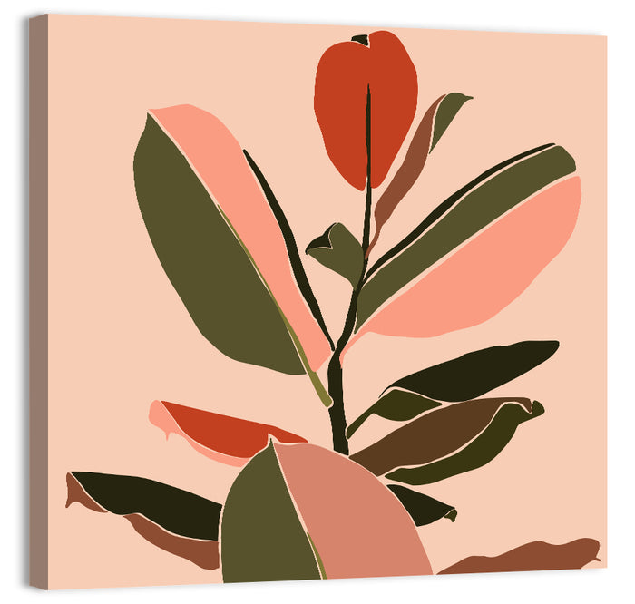 Ficus Leaves Silhouette Wall Art as a canvas print