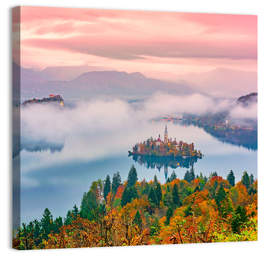 Misty Morning Over Lake Bled Wall Art