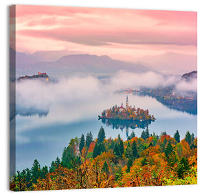 Foggy Bled Lake Wall Art