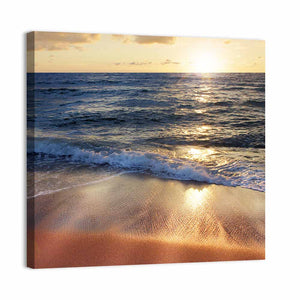 Splashing Waves Sunset Wall Art