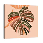 Warm Pink Monstera Leaf Wall Art