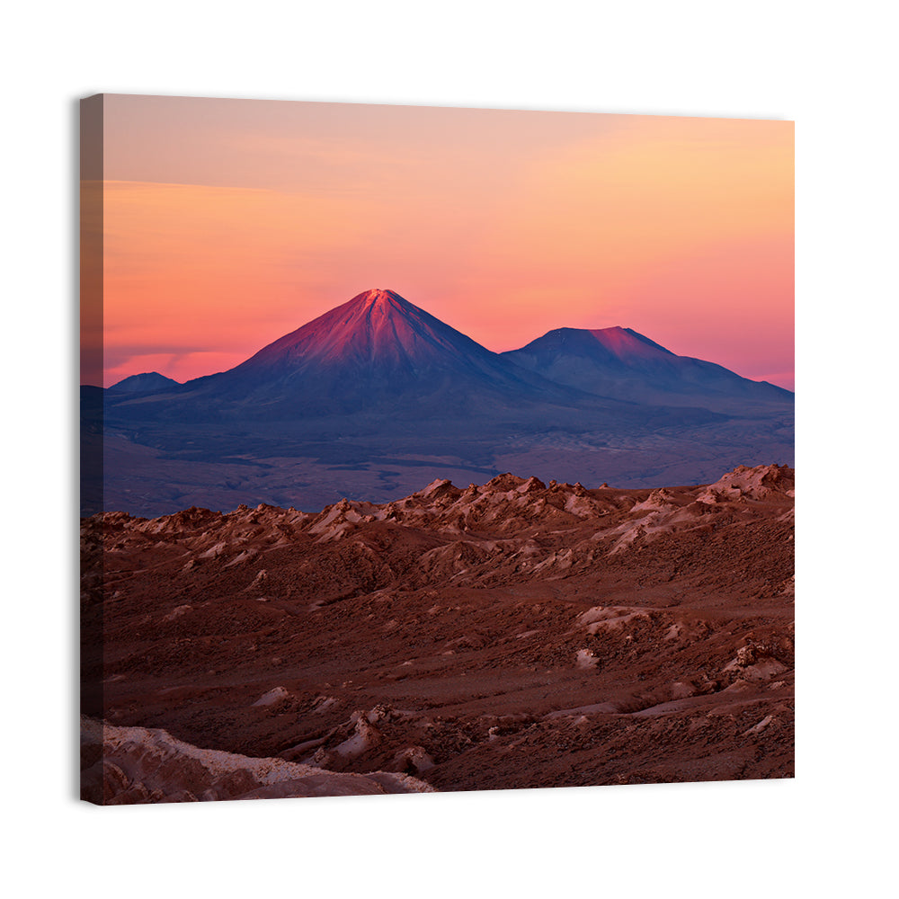 Valle De La Luna, Licancabur Volcano Wall Art, canvas print, square
