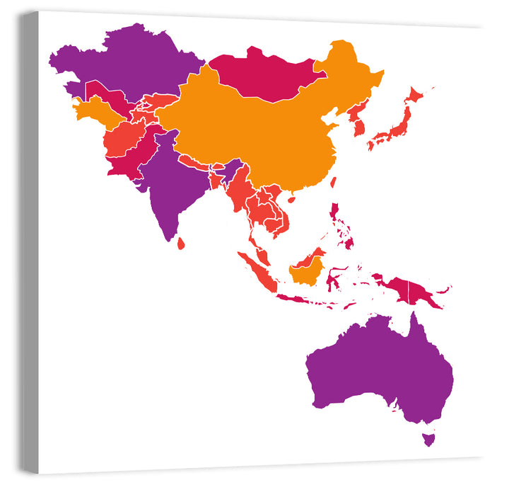 Stylized Asia Pacific Map Wall Art