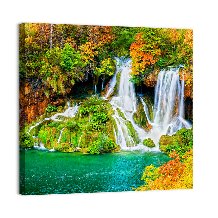 Plitvička Jezera Autumn Falls Wall Art as a canvas print