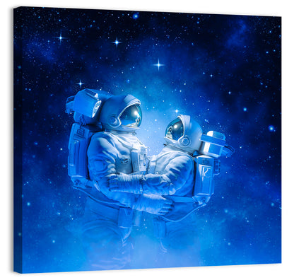 Astronaut Couple in Space Wall Art