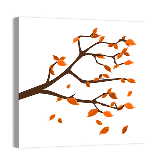 Golden Winter Leaves Illustration Wall Art as a canvas print